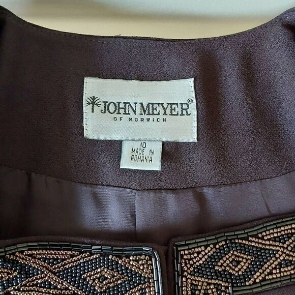 John Meyer of Norwich Jacket Sz 10 Brown with Beading - Picture 7 of 10